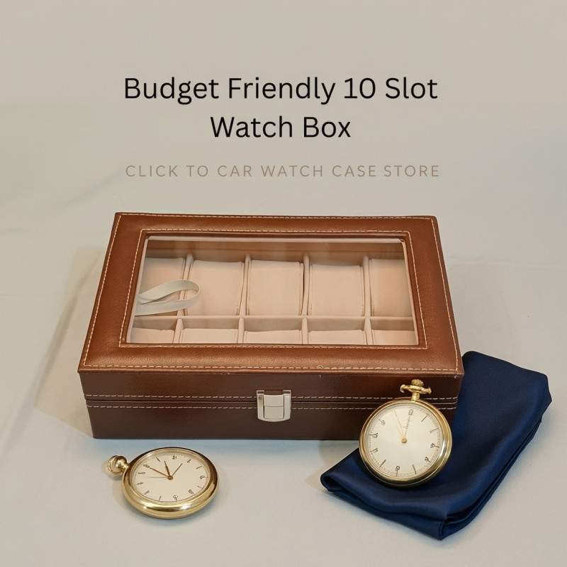 Budget Friendly Watch Box – 10 Slot Display Case - Brown